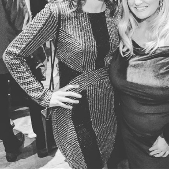 BLACK/GOLD LONG SLEEVE METALLIC PARTY DRESS - Picture 8 of 8